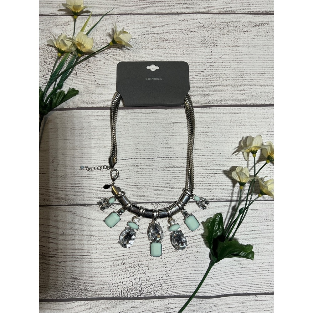 EXPRESS Embellished Diamond Silver Necklace - Picture 8 of 9
